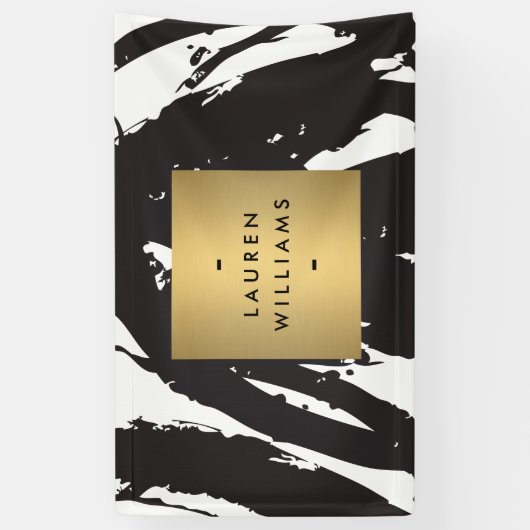 抽象芸術黒のブラシストロークのバナー 横断幕 (縦)