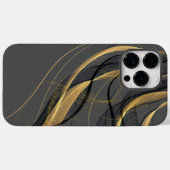 抽象芸術黒の背景(金ゴールドと黒の波線) Case-Mate iPhoneケース (裏面 (横))