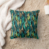 抽象芸術黒ターコイズ クッション (ブランケット)