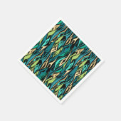 抽象芸術黒ターコイズ スタンダードカクテルナプキン (角)