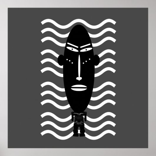 抽象芸術黒モダンポートレート ポスター (正面)