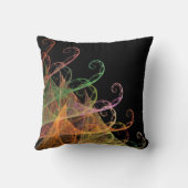 抽象芸術黒数々の色フラクタル枕 クッション (裏面)