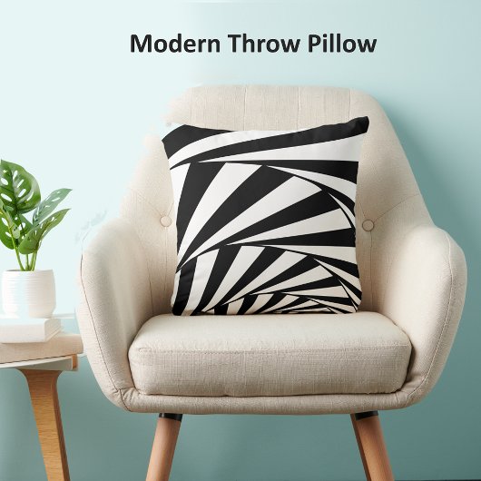 抽象芸術黒渦巻き波と白渦巻き波 クッション