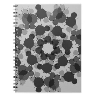 抽象芸術黒灰色の花デザイン ノートブック