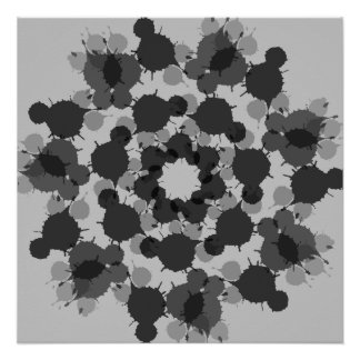 抽象芸術黒灰色の花デザイン ポスター