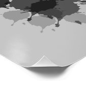 抽象芸術黒灰色の花デザイン ポスター (コーナー)