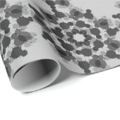 抽象芸術黒灰色の花デザイン ラッピングペーパー (ロールコーナー)