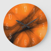 抽象芸術黒煙 – オレンジ大時計 ラージ壁時計 (正面)