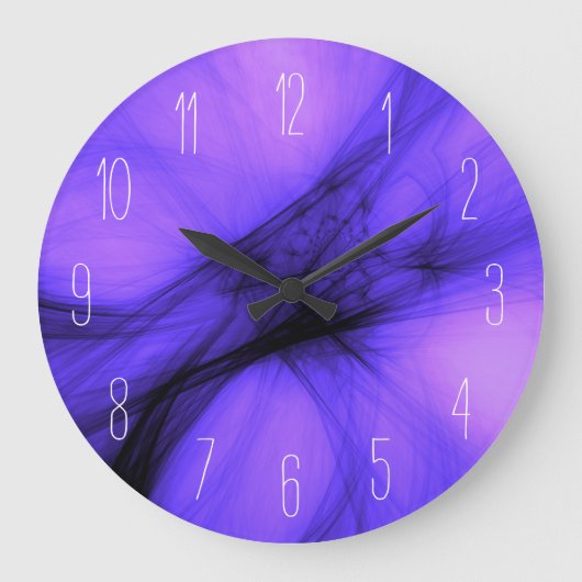 抽象芸術黒煙 – 紫色の大時計 ラージ壁時計 (正面)