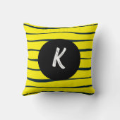 抽象芸術黒線と黄線モノグラム クッション (裏面)