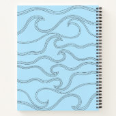 抽象芸術黒線アート波シーブルーバックグラウンド ノートブック (裏面)