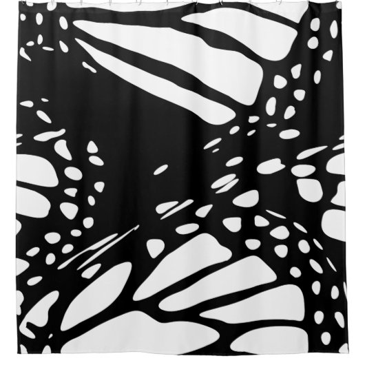 抽象芸術黒蝶と白蝶の昆虫翼 シャワーカーテン (正面)