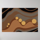 抽象芸術黒褐色の干潮 ポスター (正面)