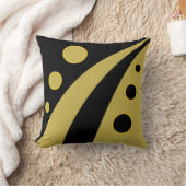 抽象芸術黒黄金の波 クッション (ブランケット)