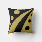 抽象芸術黒黄金の波 クッション (裏面)