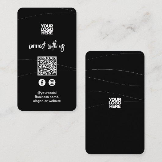 抽象芸術黒 |ソーシャルメディアQRコード 名刺 (正面/裏面)