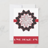 抽象芸術黒、白、赤ポインセチア 招待状 (正面)