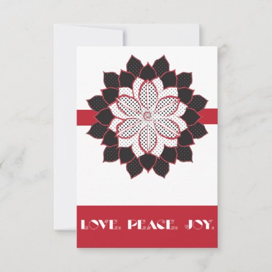 抽象芸術黒、白、赤ポインセチア 招待状 (正面)