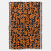 抽象芸術041113 – オレンジ（黒） スローブランケット (正面縦)