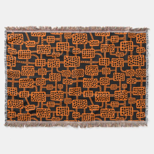 抽象芸術041113 – オレンジ（黒） スローブランケット (正面)