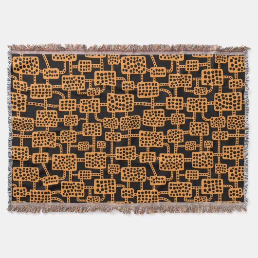 抽象芸術041113 – 黒のオレンジ色 スローブランケット (正面)