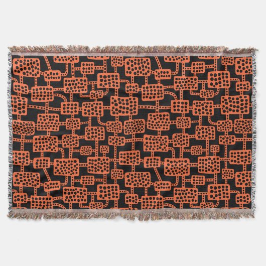 抽象芸術041113 – 黒の秋のオレンジ スローブランケット (正面)