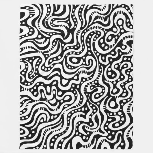 抽象芸術041211 – 白（黒） フリースブランケット (正面)