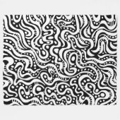 抽象芸術041211 – 白（黒） フリースブランケット (正面(横))