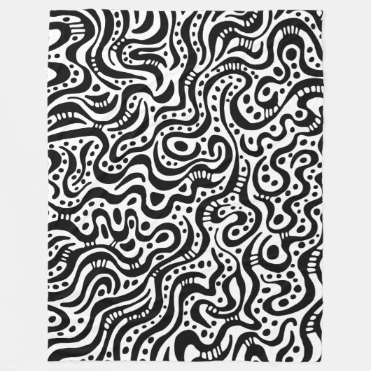 抽象芸術041211 – 黒(白) フリースブランケット (正面)