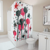 抽象芸術11赤黒 シャワーカーテン (インサイチュ)