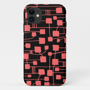 抽象芸術111211 – トロピカルピンクonブラック iPhone 11 ケース