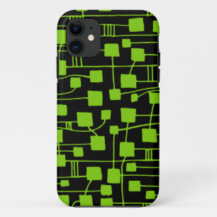 抽象芸術111211 - Martian Green on Black iPhone 11 ケース