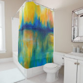 抽象芸術14オレンジブルー シャワーカーテン (インサイチュ)