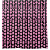 抽象芸術140823 – ブラックのピンク シャワーカーテン (正面)