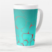 抽象芸術16 Azure、Dappled Blue、オレンジ/赤 カフェラテマグ (右アングル)