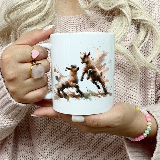 抽象芸術2ヤギ コーヒーマグカップ