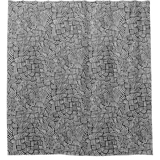 抽象芸術200923 – 黒の上に白 シャワーカーテン (正面)