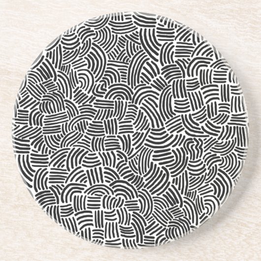 抽象芸術200923 – 黒（白） コースター (正面)