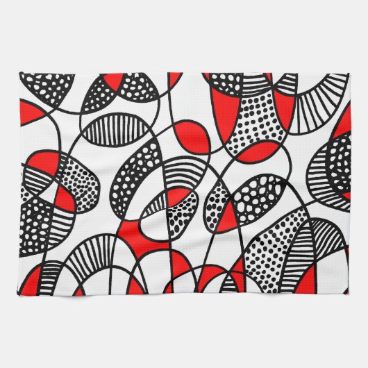 抽象芸術211216 – 赤 キッチンタオル (横)