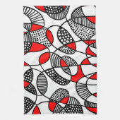 抽象芸術211216 – 赤 キッチンタオル (縦)