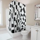 抽象芸術290417 – 黒オン白 シャワーカーテン (インサイチュ)