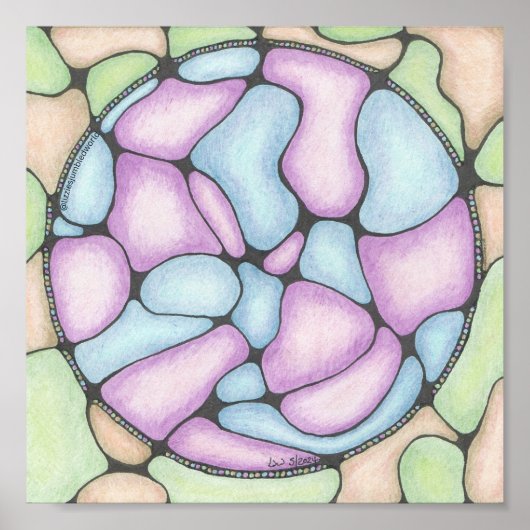 抽象芸術2 doodleアートプリント8x8in. ポスター (正面)