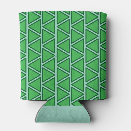 抽象芸術3トーン緑の三角形パターン 缶クーラー (裏面)