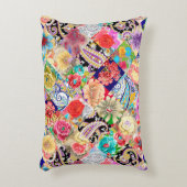 抽象芸術3色背景と柑橘類の果実  アクセントクッション (正面(垂直))