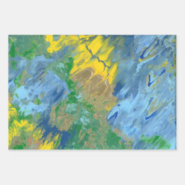 抽象芸術3面 ラッピングペーパーシート