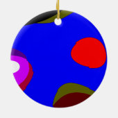 抽象芸術309 – ブルーレッドブラックパープル セラミックオーナメント (裏面)