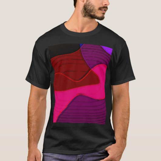 抽象芸術328 – 紫レッドピンク Tシャツ (正面)