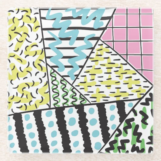 抽象芸術3:手描き背景画。 ガラスコースター (正面)