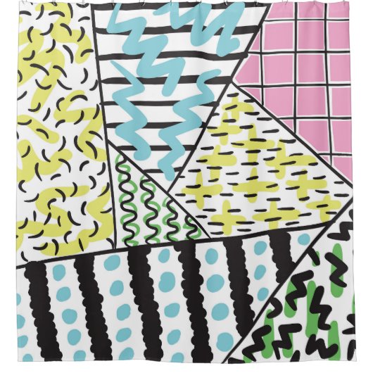 抽象芸術3:手描き背景画。 シャワーカーテン (正面)