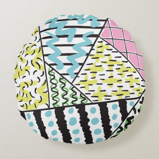 抽象芸術3:手描き背景画。 ラウンドクッション (正面)